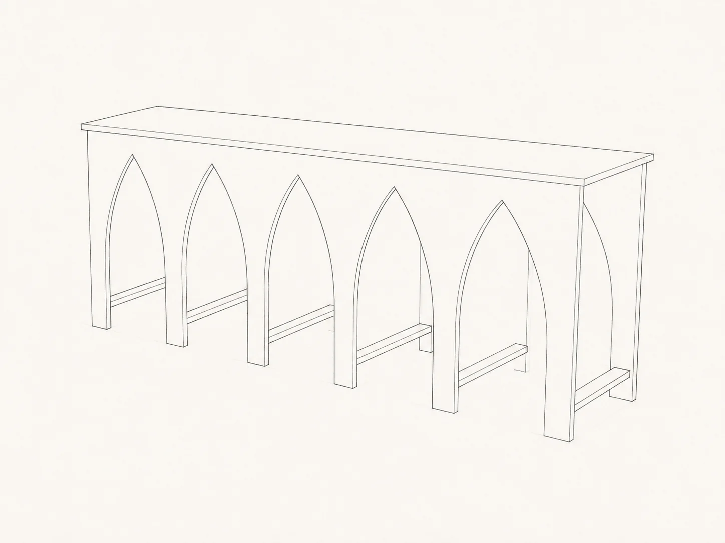 Desenho de contorno tridimensional da Alcântara, vista 1